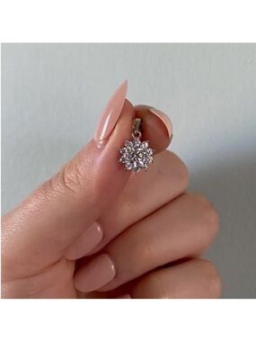 NEW! Moissanite Sunburst Halo Sterling Silver 925 Pendant